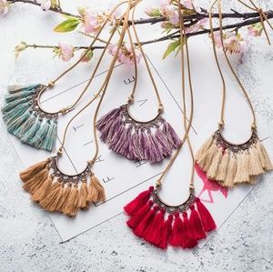 Leather tassel necklace
